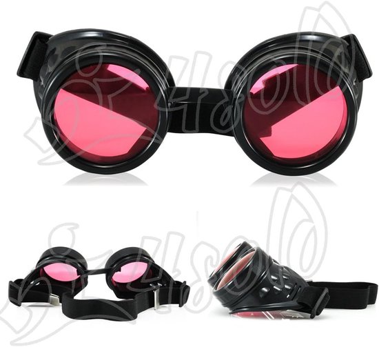 4sold (TM Steampunk Black Cyber Goggles Rave Goth Vintage Victoriaans zoals zonnebrillen One Size Zwart — afbeelding 3