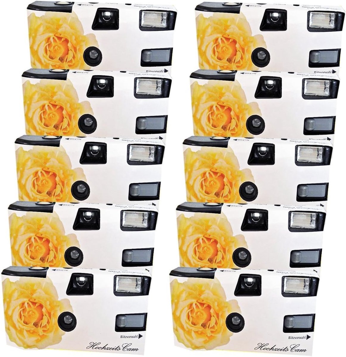 10x 1A PHOTO PORST Bruiloftscamera Witte Roos - 10-pack Wegwerpcamera met flitser (27 On. 400 ASA)
