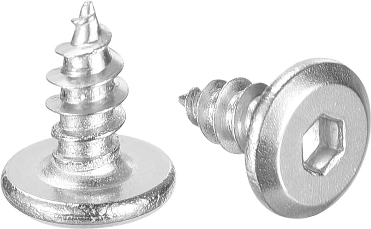 M4 x 10 mm (50 stuks) platte ronde binnenzeskantschroeven, roestvrij staal, zelftappende volledige schroefdraad binnenzeskantschroeven voor houten meubels
