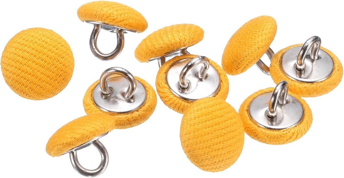 Knopen 10 mm 3/8" ronde metalen knopen met satijnen naad voor doe-het-zelf handwerk naaien van bruidsjurken, blouses, truien, geel