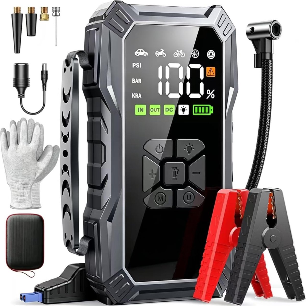 Ploutos® Jumpstarter Voor Auto - Starthulp - Jumpstarter - Zwart - 5cm x 11cm x 22cm