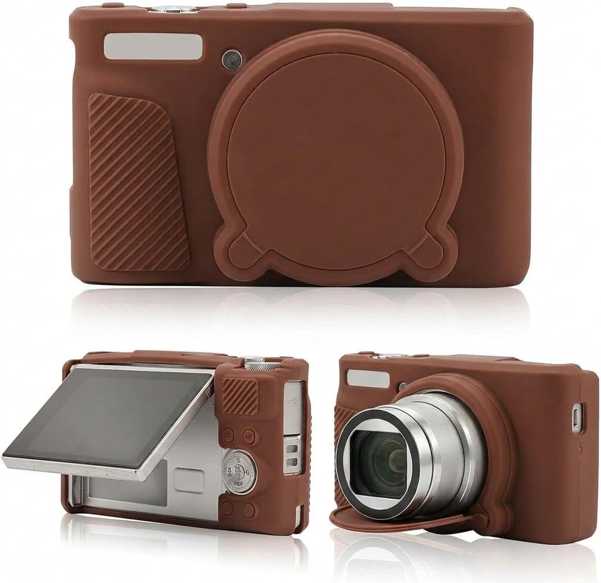 Behuizing compatibel met Canon PowerShot SX740 en SX730, ultradun en lichte camera-tas met verwisselbare lensdeksel, beschermhuisaccessoire voor digitale camera's (koffiebruin)