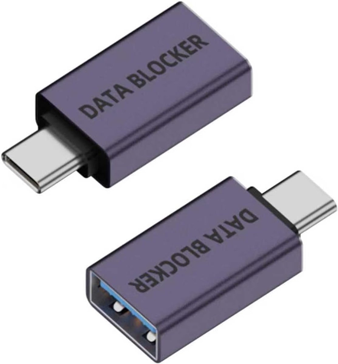 USB-C-naar-C-datablocker (set van 2), Anti Juice Jacking, alleen voor laden, USB-C Defender, hacking voorkomen – Paars