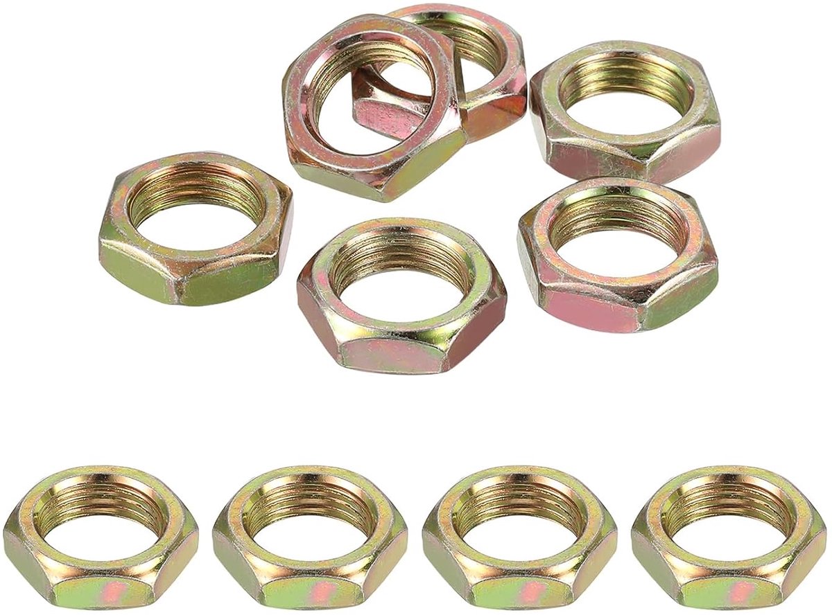 M16 x 1 5 x 7 mm stalen zeskantmoeren 10 stuks metrische fijne schroefdraad koolstofstaal montageonderdelen schroefmoeren voor machinebouw industriële toepassing 22 mm breedte gekleurd