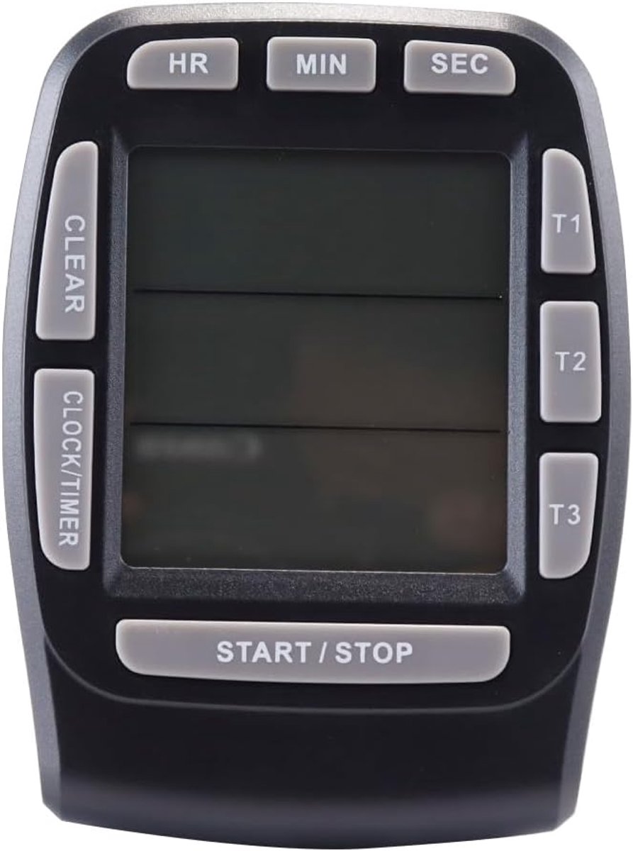 Keukentimer, afteltimer, drie-sets-timerfunctie, tijdmanager met groot lcd-scherm (zwart)