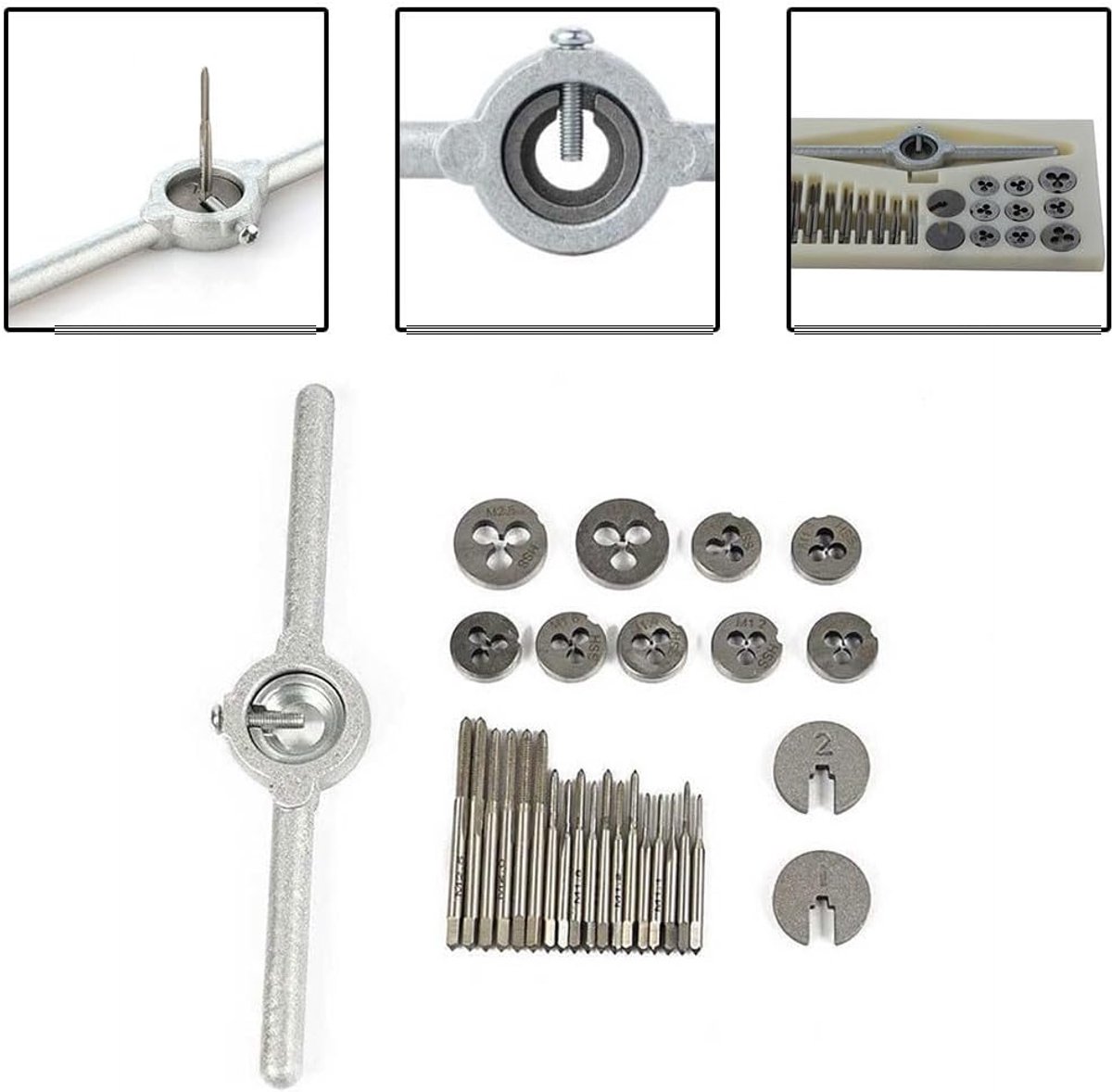 Sets, M1.0-M2.5 Hoge Staal Metrische Tap en Die Kit Schroefdraad Kranen Tikken Gereedschap