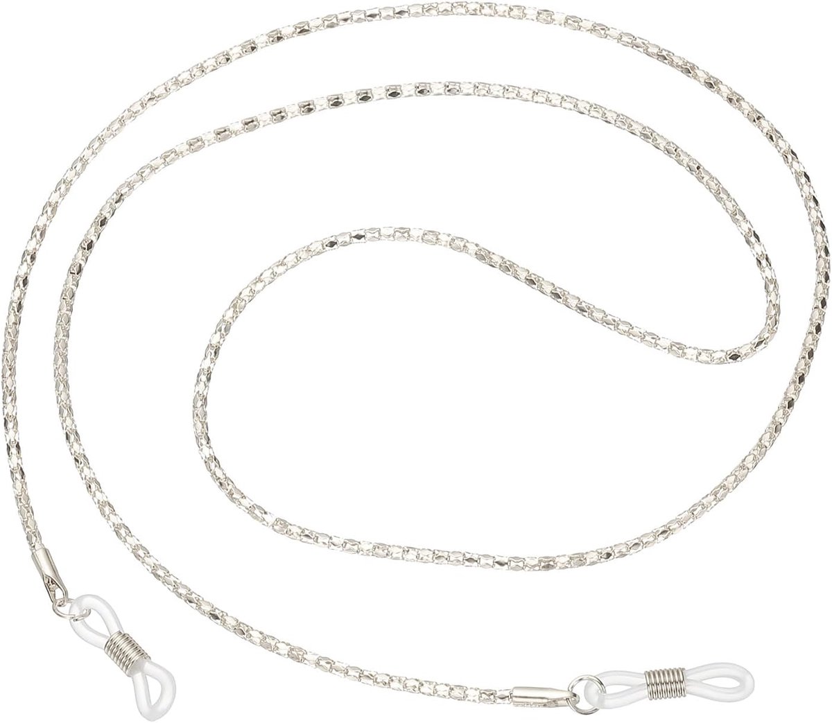 Bril Houders rond de nek, zilveren holle ketting bril riem mode stijlvolle kralen lanyard bril ketting voor vrouwen zonnebril oude dame glas, 1 stuk, Zilver, 28W