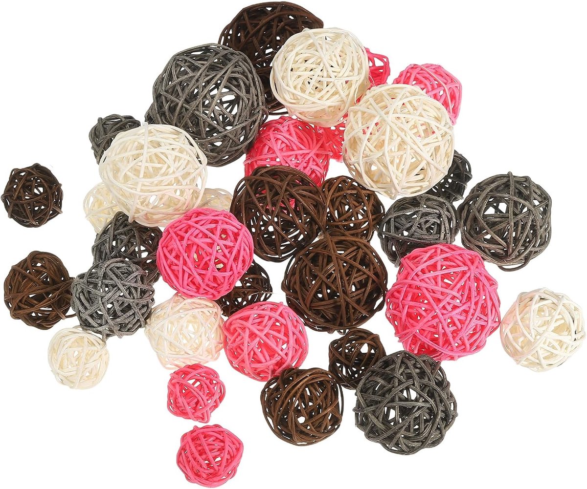 Ballen, 36 stuks decoratieve ballen voor centerpiece kommen, woondecoratie 4 maten (wit/roze/grijs/bruin, 2,4 inch, 2 inch, 1,6 inch, 1,2 in)