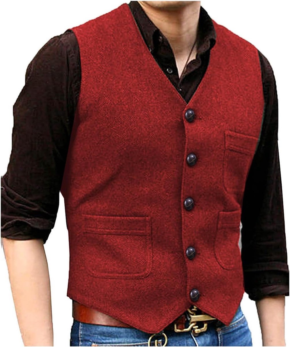 Vintage klassieke wollen kostuumvest voor heren, formeel, regular fit, gilet voor bruiloft, gilet