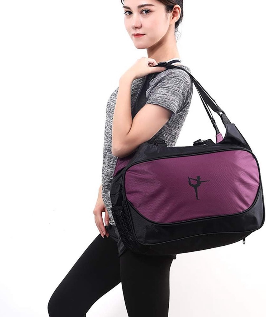 Ruime Yoga Mat Tas voor Sport en Fitness, Ideaal voor Gym, Yoga en Training met Handvatten (Paars)