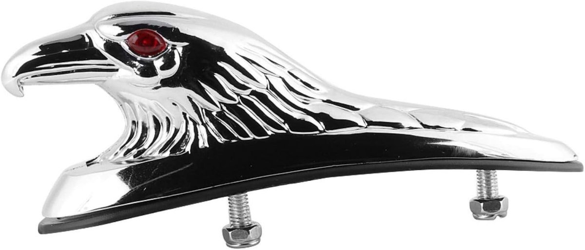 Aluminium Zilver Verchroomd Spatborddecoratie voor Motorfietsen - 12V Adelaarskop Ornament, Geschikt voor Universele Motoren en Custom Bikes