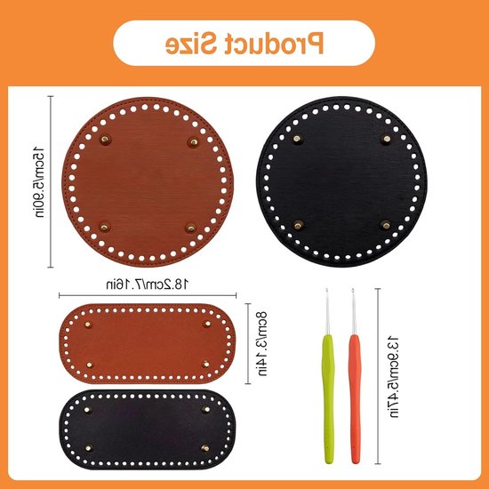 Ronde PU Leren Bodem voor Handtassen, Haken en Schoudertassen - 4 Stuks DIY Accessoires met Gaten, Ideaal voor Creatieve Projecten en Handwerk — afbeelding 5
