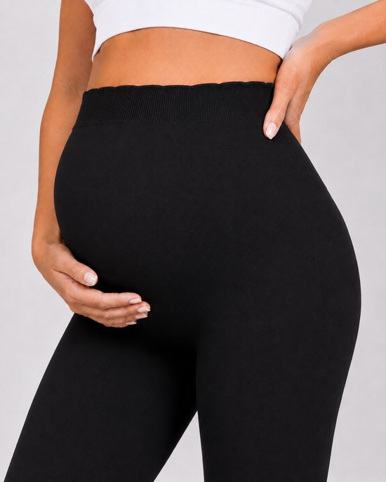 SparkNine Bellyflex zwangerschap legging - M - zwart - hoge taille - rekbaar - maternity - geribbelde tailleband - stijlvol & ademend — afbeelding 4