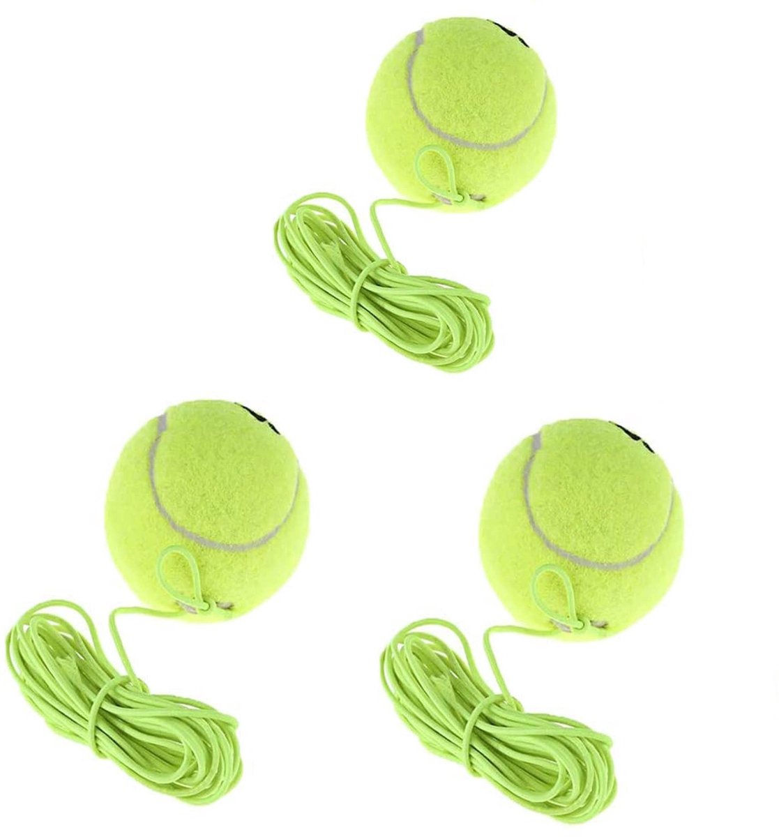 Dailygoods - 3 Stuks Tennisballen met Koord - Ideaal voor Tennisoefeningen en Training