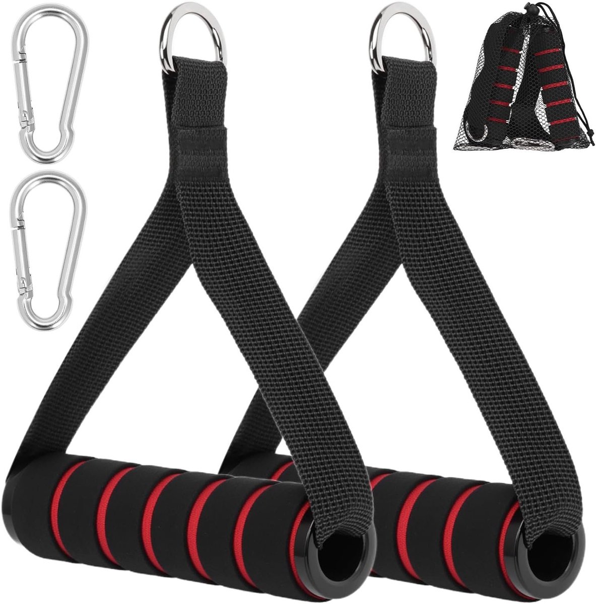 Set van 2 Weerstandsband Handvatten met 2 Karabiners - Fitness Accessoires voor Krachttraining en Revalidatie