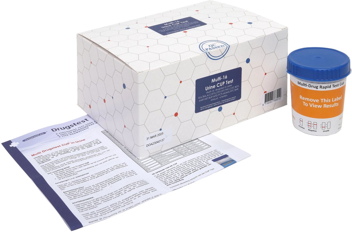 Testjezelf.nu Multi 16 drugstest cup urine 4 Stuks