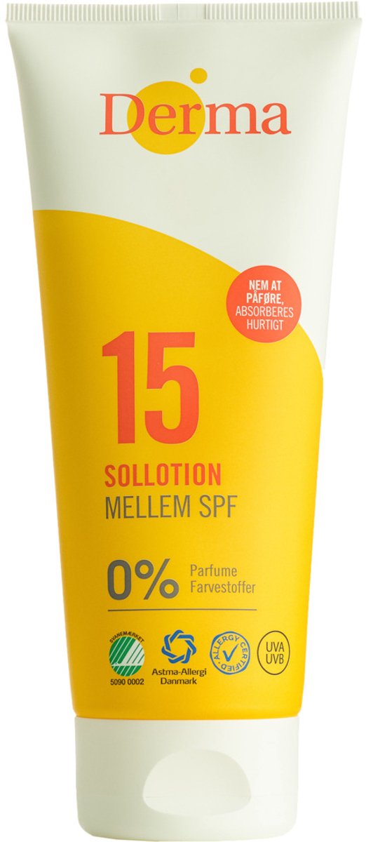 Derma Eco Sun SPF15 Zonnelotion - Waterbestendige Bescherming - Hypoallergeen - Biologisch Gecertificeerd