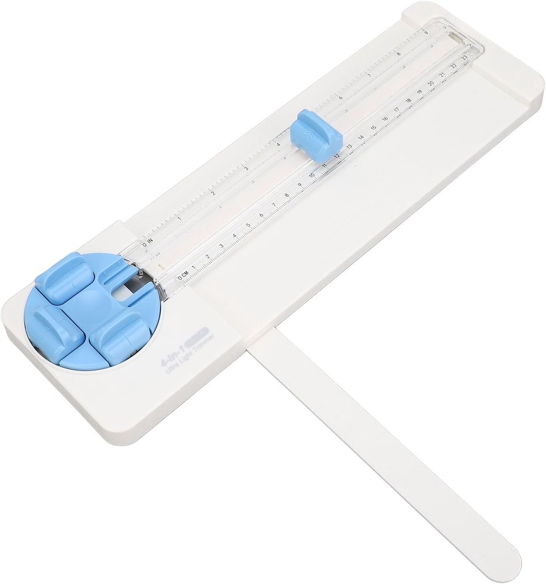 Papiersnijder 4-in-1 - Papier Snijmachine - Knutselprojecten Maken - Verwisselbare Snijkoppen - 230 mm Snijbreedte - Blauw