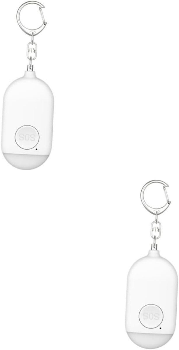 Mini Noodalarm - Persoonlijk Alarm - Veiligheid Onderweg - 130 dB Geluid - 2 Stuks - Wit