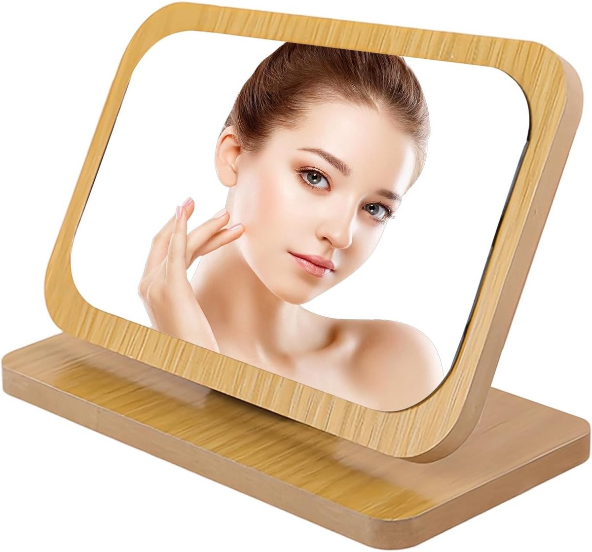 Staande Spiegel met Houten Frame, Vouwbare Make-up Spiegel voor Slaapkamer, Kantoor en Stu