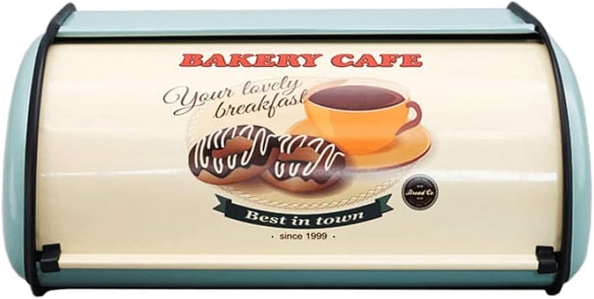 Broodtrommel Metaal - Broodbox Keuken - Brood Vers Houden - Stijlvol Roldeksel - 34x23x15CM - Lichtgeel