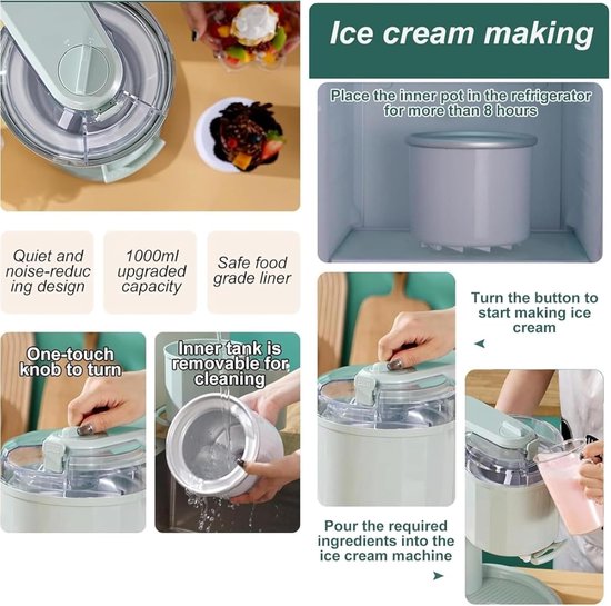 IJs Maker - Soft Serve Machine - Thuis Desserts Maken - Automatische Bediening - 1L Capaciteit - Wit — afbeelding 5