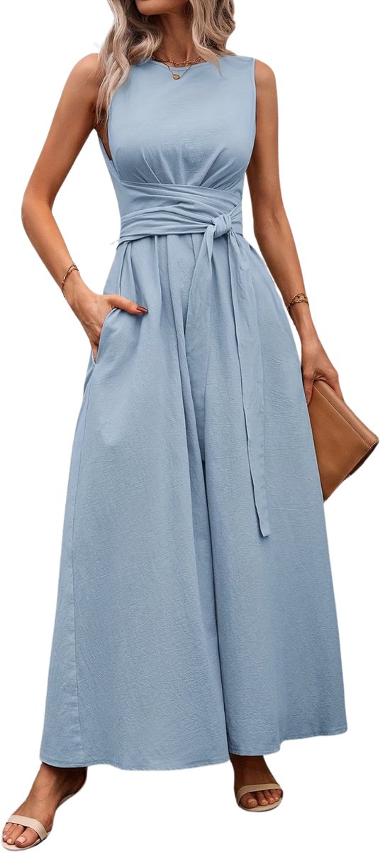Currero Zomerjurk Dames Zomerjurken Volwassenen Vrouwen Midi Jurk Ibiza Stijl Sundress Dress Lichtblauw L