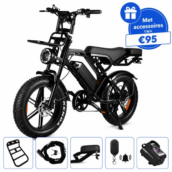 Ebikekopen.com Fatbike V20 Pro 7.0 - Rijklaar - Nieuwste Model - Hydraulische remmen - 2025/2026 Model - Incl. Slot - Telefoonhouder - Alarmsysteem - Voorrekje - Voetensteuntje - Met Accessoires - Straatlegaal - Ebike - Elektrische Fiets - QMwheel - Ebikekopen.com - €1.145,00