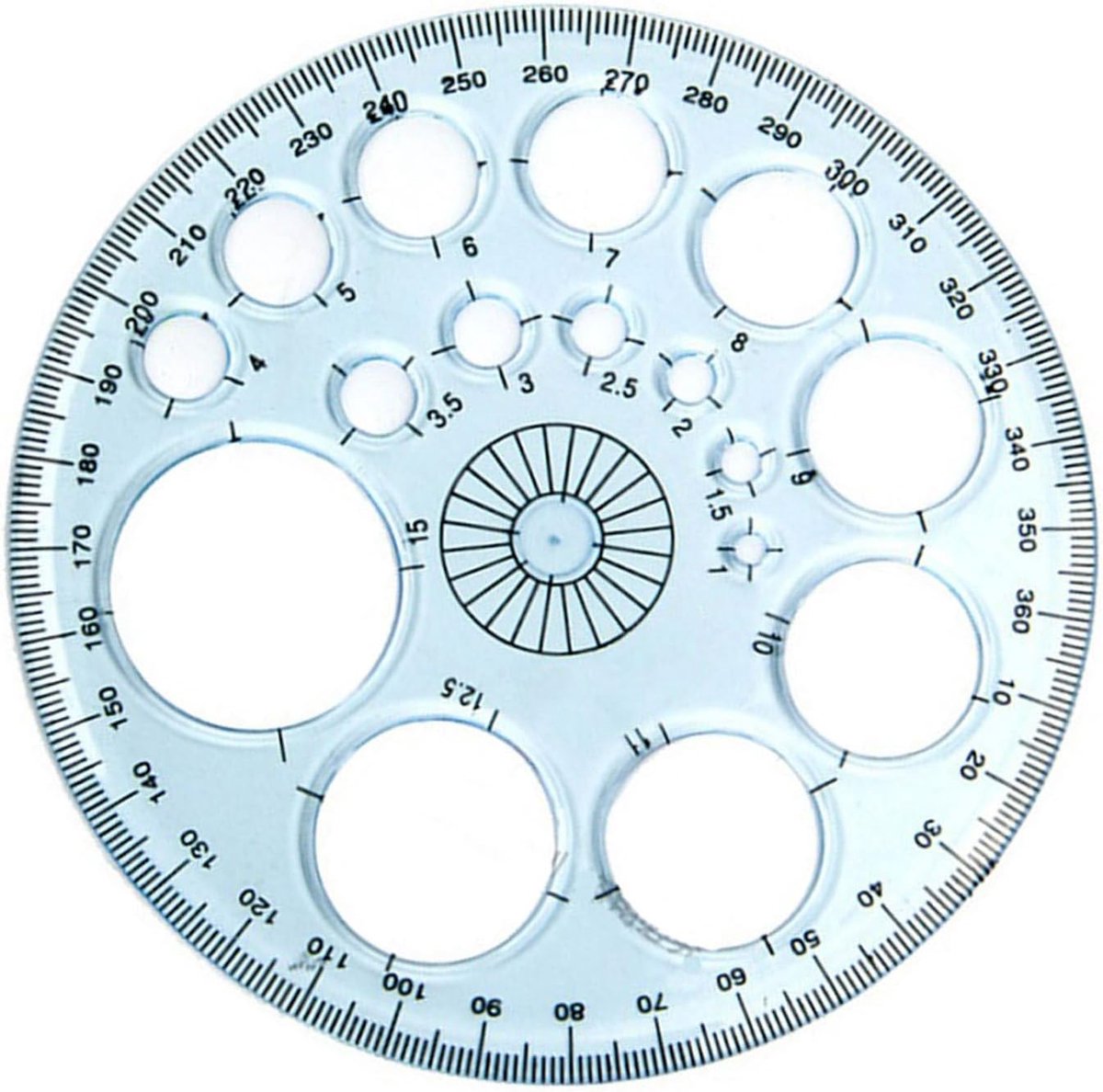 Cirkel Tekenliniaal - Geometrische Planner - Tekenen en Meten - Meerdere Cirkelmaten - 11.5 x 11.5 cm - Blauw