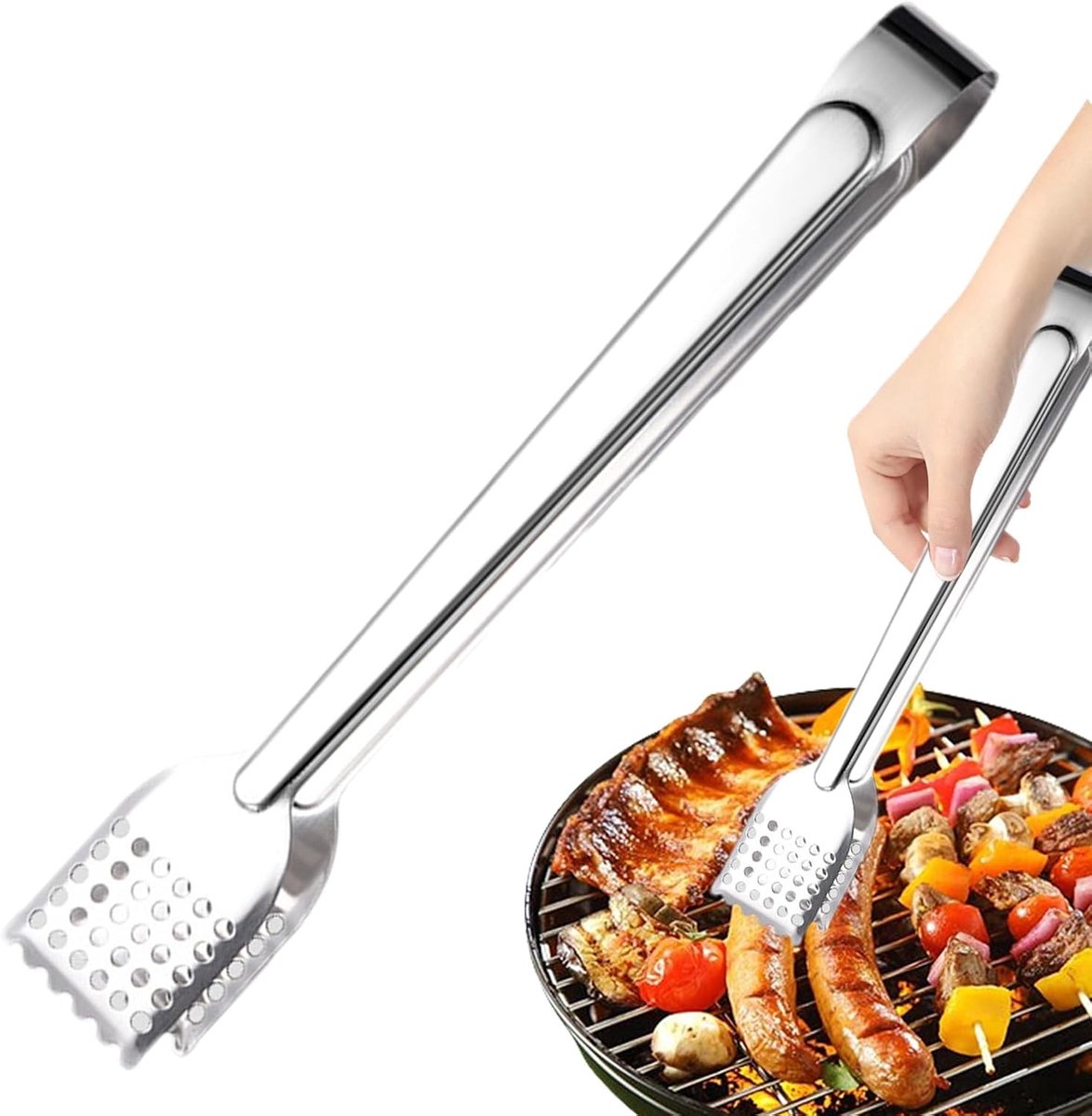 Grilltang Keukentang Kooktang Serveertang Vlees Brood Grillen Roestvrij Staal 9 Inch Zilver