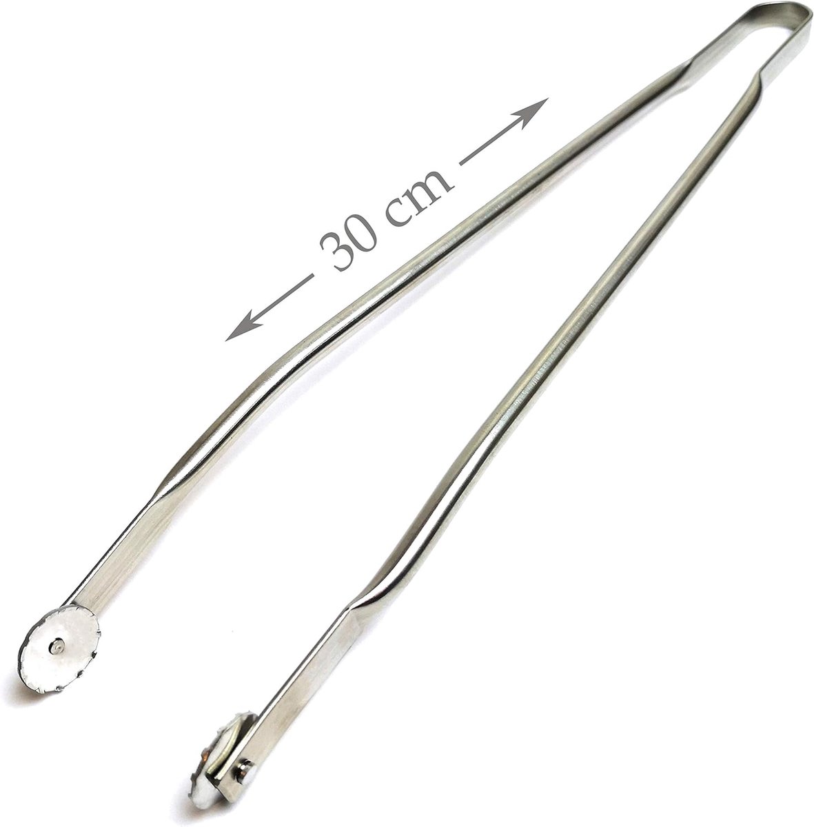 Grill Tangen Keuken Helper Barbecueën en Koken Met Draaiwielen 30 cm Zilverkleurig