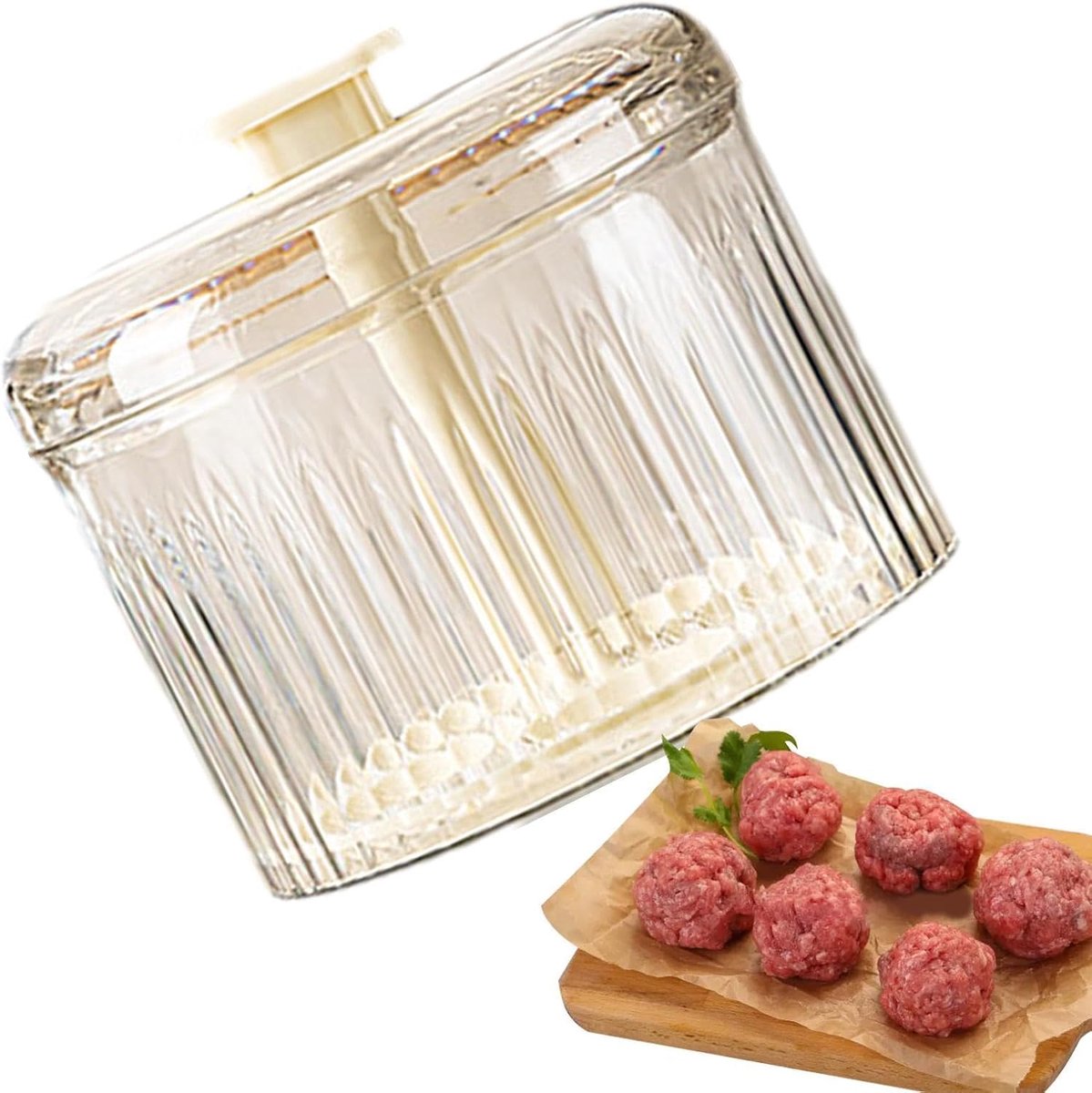 Gehaktbal Maker - Vleesbal Vorm - Eten Bereiden - Maakt Vijf Ballen - 125 x 11 cm - Wit
