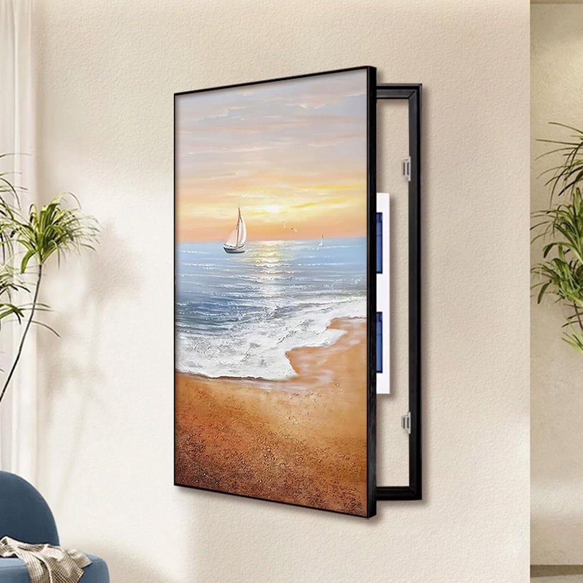 Decoratieve Meterkast Afdekplaat - Groepenkast Verberger - Muren Verfraaien - Aluminium Frame - 65 x 100 cm - Zwart