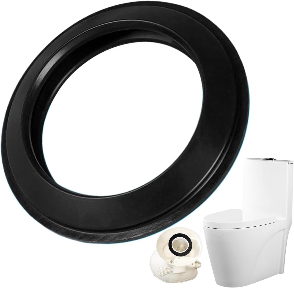 Toiletafdichting Vervanging - Rubberen Ring Afvalwater - Recreatievoertuig Sanitair - Gereedschapsvrije Montage - Buitendiameter 11 cm - Zwart