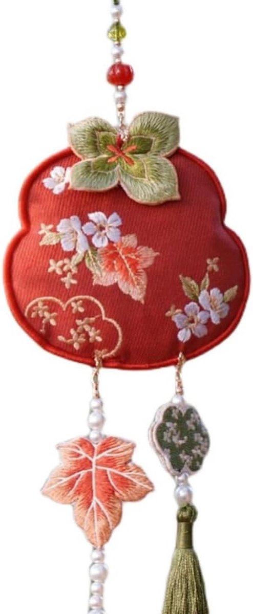 Borduur Tas - Geurzakje Hangertje - Accessoire Dragen - Klassiek Hanfu Stijl - 11 cm - Oranje