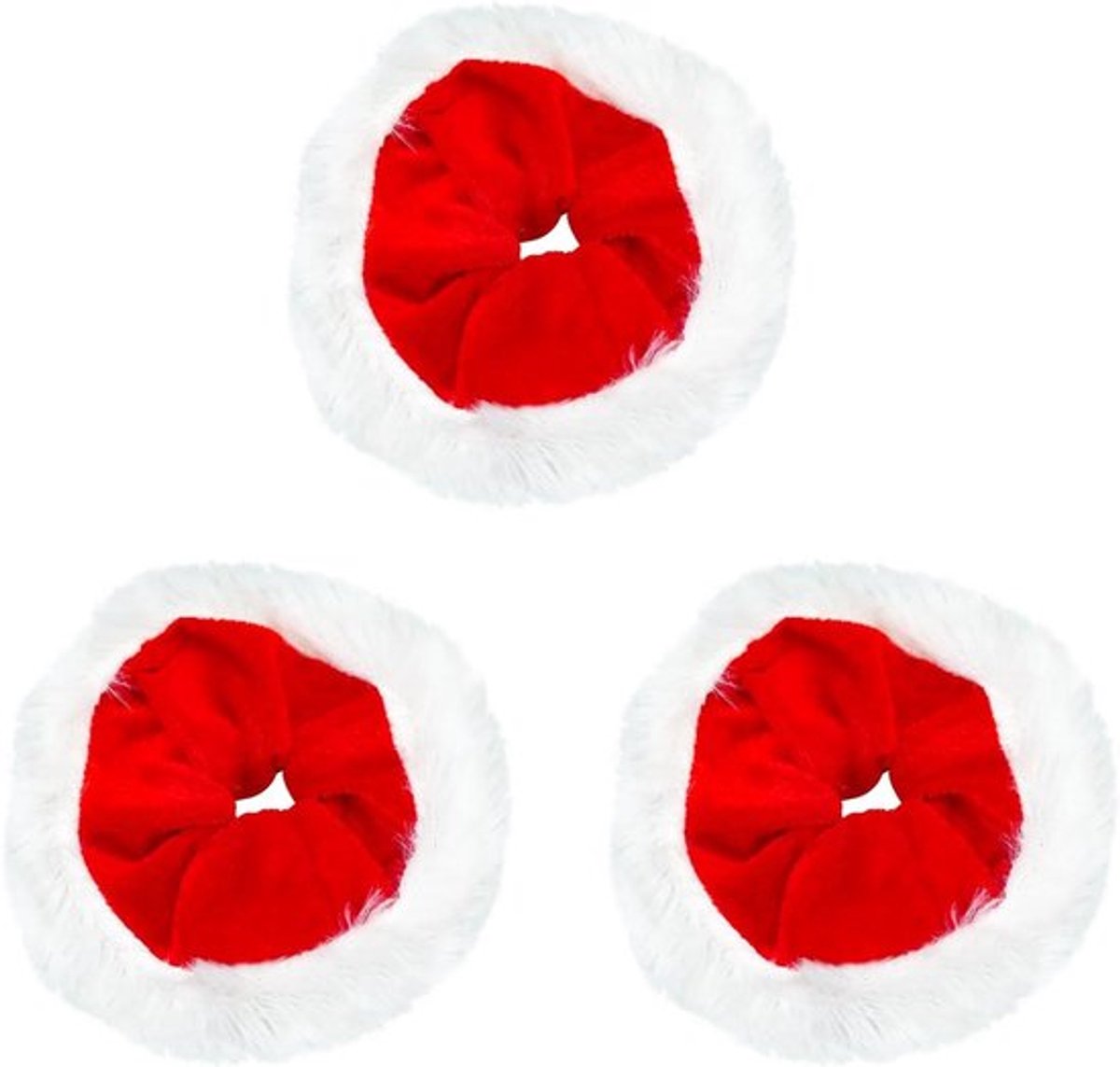 Kerst Haarscrunchies Rood Fluweel Wit Imitatiebont Inovra Plus