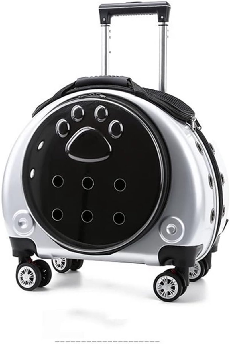 Reiswagentje voor huisdieren - Draagbare trolley - Reizen met huisdier - Ventilatie met breed zicht - 44*35*375cm - Wit