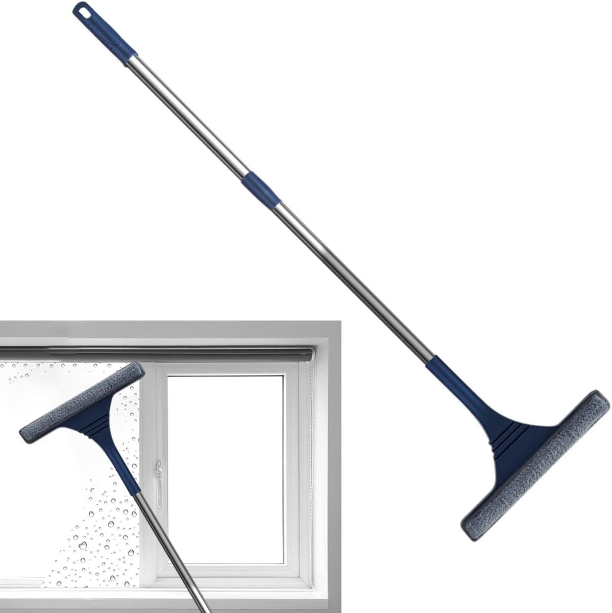 Telescopische Raamwisser - Glasreiniger Wisser - Ramen Schoonmaken - Verstelbare Handgreep - 170 cm - Blauw