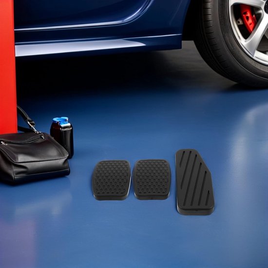 Rubberen Pedaalhoezen - Pedaalmatten Antislip - Veiliger Rijden - Gestructureerd Antislip Oppervlak - 3 Stuks - Zwart — afbeelding 2
