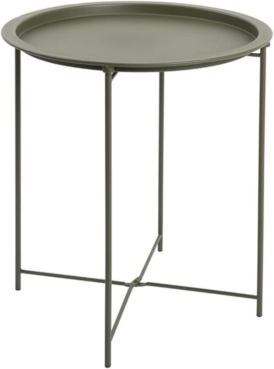 Ronde bijzettafel - Salontafel dienblad - Drankjes en snacks - Afneembaar dienblad - 47x47x50cm - Groen