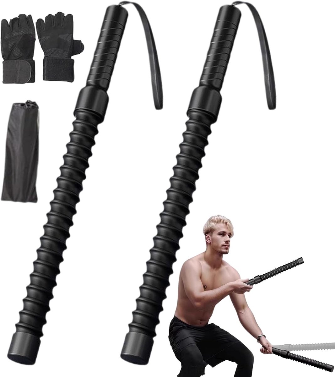 Kracht Touwen - Trainings Touwen - Spier Versterken - Duurzame Beschermlaag - 2.2 Pounds - Zwart