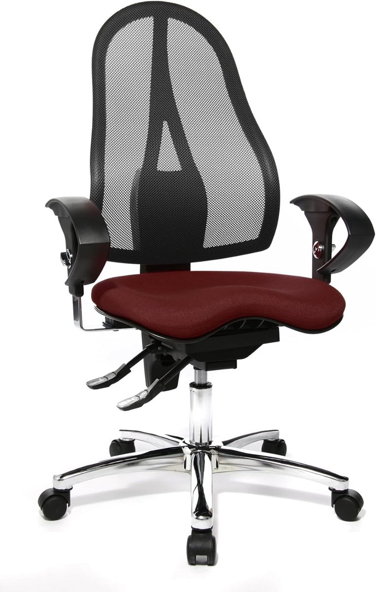 Ergonomische bureaustoel - Fitness stoel - Comfortabel werken - Dynamische zitting - 48x44 cm - Bordeauxrood