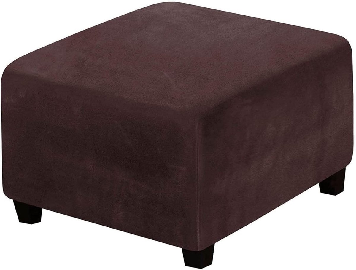 Voetenbank Hoes - Ottoman Cover - Meubels Beschermen - Hoge Stretch Stof - 68-82cm - Koffie