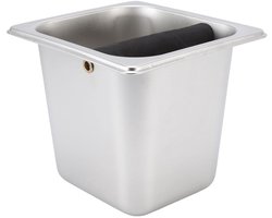 Koffie Knock Box - Afvalbak Espresso - Koffiezet Benodigdheden - Versterkt Rubber - 17.5x16x15cm - Zilver
