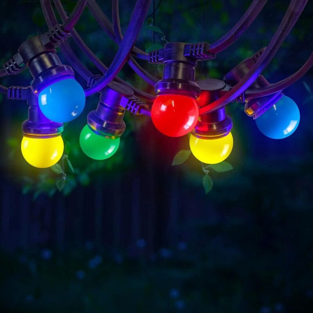 10geschikt voorer lange, waterdichte lichtslingergeschikt voor meerdere kleuren - Elektrische lichtslinger buitengeschikt voor 20 lampjes in blauw, rood, geel en groen - Romantische buitendecoratie, geschikt voor terrassen en tuinen.