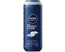 NIVEA MEN Protect & Care Douchegel Mannen - 3-in-1 Shower Gel met Aloë Vera - Shampoo - 500ml