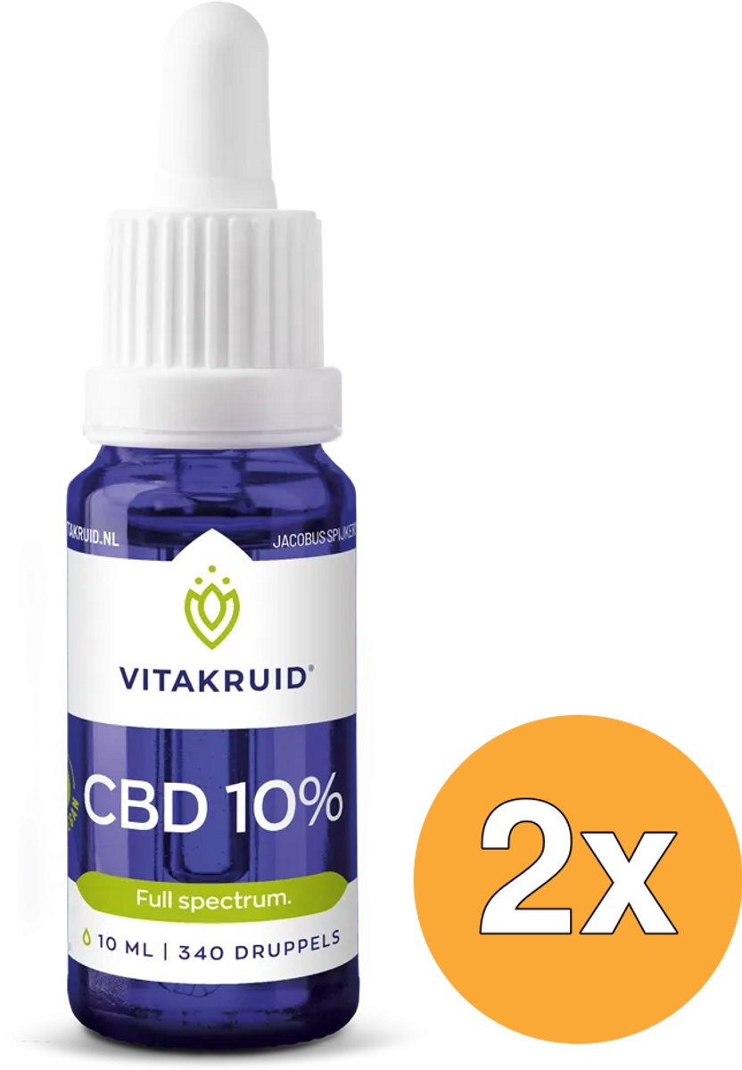 2x Vitakruid CBD Olie 10% Full Spectrum met MCT als Drager (10 ml)