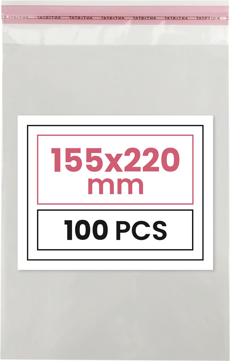 Plastic zakjes met plakstrim - 15,5x22 cm - transparant - 100 zakken