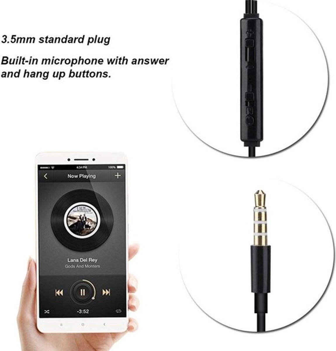 Shopcentral - Anti-Radiatie - Universele 3.5mm Jack Oordopjes - Zwart