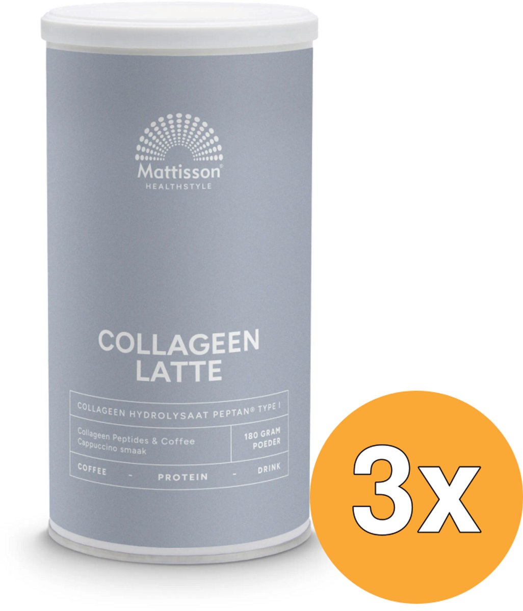 3x Mattisson Absolute Collageen & Latte Instant Coffee Drink (180 gr)